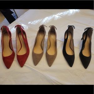 Franco Sarto Suede Cutout Bow Tie Heels